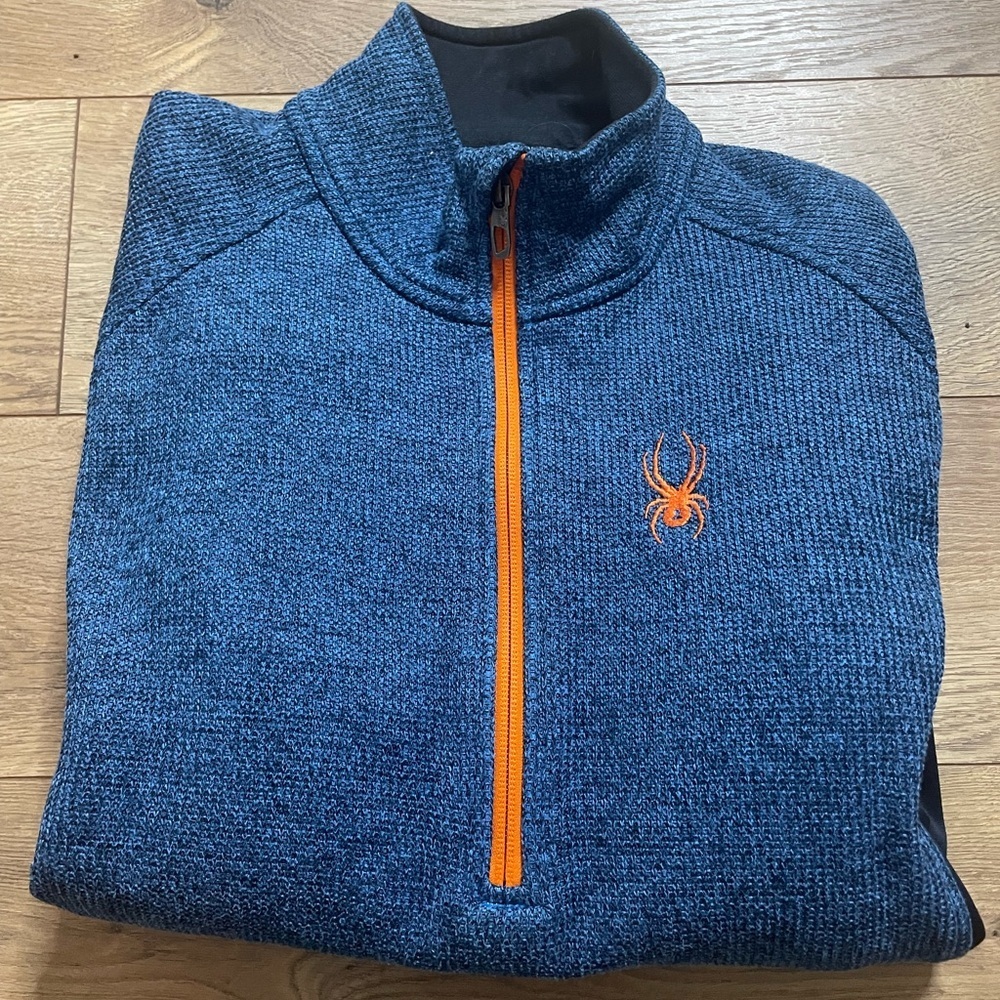 Spyder men's outbound core half zip fleece lined pullover sweater medium blue - Picture 14 of 15